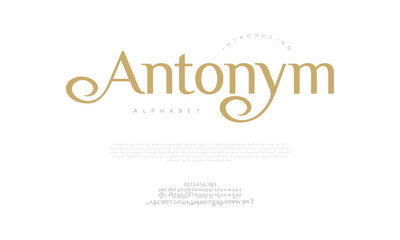 Antonym typography beauty fashion elegant minimalist serif italic fonts decorative wedding vintage retro logos. Minimal luxury font alphabet logo. Vector illustration