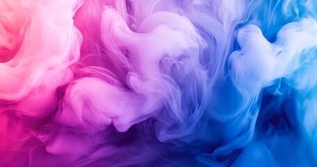 Fototapeta premium Colorful ink in water, pink and blue color background, abstract smoke pattern.