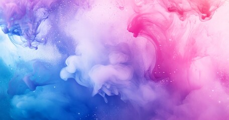 Fototapeta premium Colorful ink in water, pink and blue color background, abstract smoke pattern.