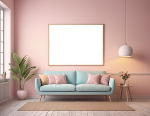 Mockup room for poster or painting in loft style interior, Photo Frame Mockup, dark colors