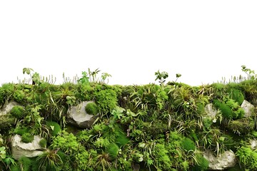 Green Mossy Stones Isolated on White Background