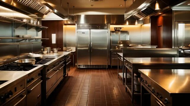 Modern professional empty kitchen in a restaurant
