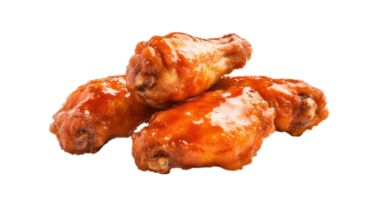 Four pieces of chicken with a sauce on top