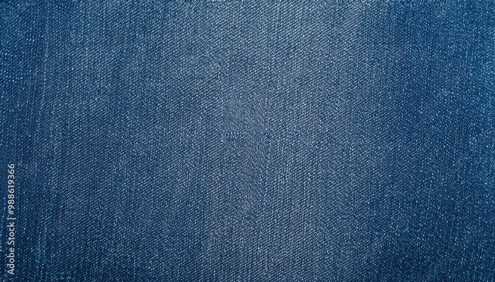 Poster Close-Up Texture of Woven Blue Denim Fabric with a Slight Fade, Highlighting Fine Thread Details and Subtle Variations in Color Across the Surface