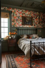 A bedroom with English country style