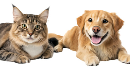 Dog and cat isolated on transparent background