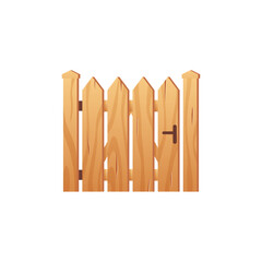 Wooden wicket gate, vector wooden fence entrance from beige lumber boards, cartoon garden or backyard timber door
