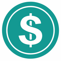 A dollar sign depicted inside a blue circle set on a white background