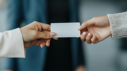 Business professionals exchanging business cards at a networking event, symbolizing the importance of building professional connections Business networking, Card exchange