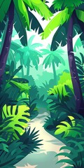 Green Tropical Forest Illustration