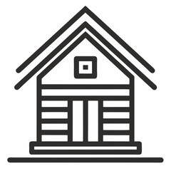 Business Building Hut line art Icon silhouettes vector illustration.