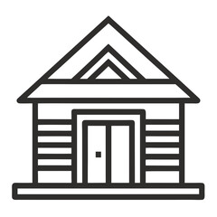 Business Building Hut line art Icon silhouettes vector illustration.