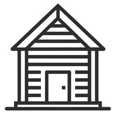 Business Building Hut line art Icon silhouettes vector illustration.