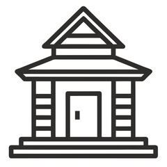 Business Building Hut line art Icon silhouettes vector illustration.