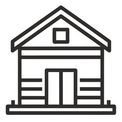 Business Building Hut line art Icon silhouettes vector illustration.