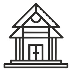 Business Building Hut line art Icon silhouettes vector illustration.