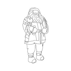 dessin en ligne continue du père noël, line art, vecteur