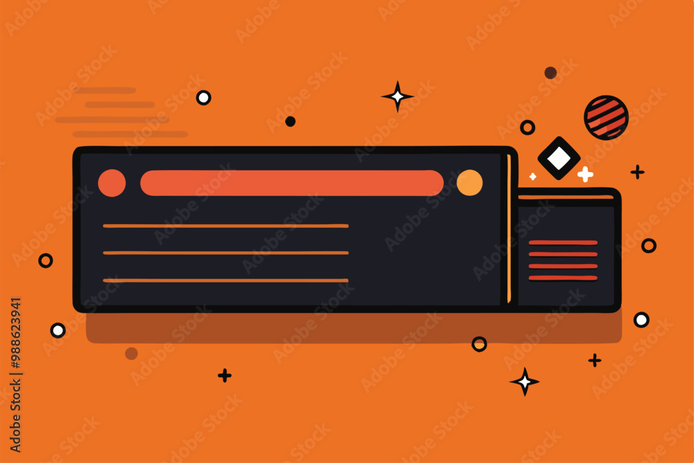 Poster a colorful header design with spaces for custom text and decorative elements in an engaging style, b