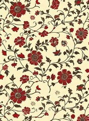 Red Flowers Floral Pattern Seamless Background