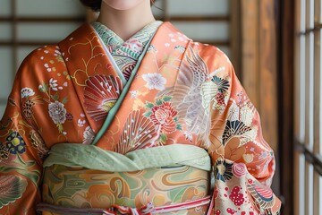 A Japanese Geisha wearing a kimono