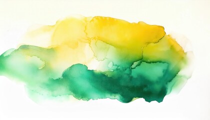 Obraz premium Vibrant Abstract Watercolor Blend of Green and Yellow Hues with Soft Gradient Transitions and Textured Edges on White Background