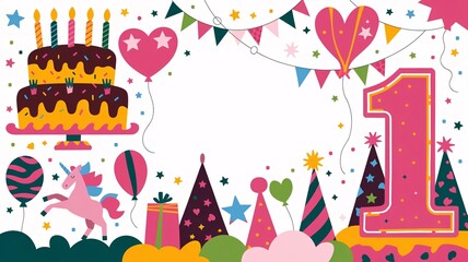 Obraz premium 2d illustration of a birthday card, write a custom message on a birthday card.