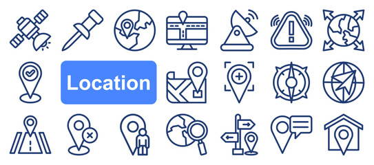 Navigation, location, GPS elements line web icon set. Outline icons pack. Icon collection. Editable vector icon and illustration.