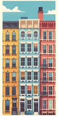 Fototapeta premium Row of Colorful Houses in New York City