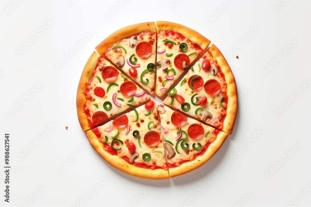 Poster Pizza food white background mozzarella.