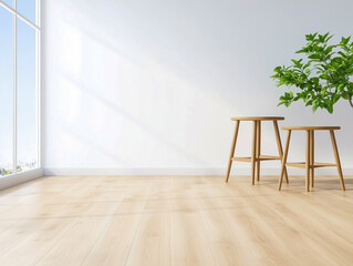 Fototapeta premium modern light living room in a new house 
