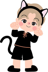 Boy with Cat Costume Halloween