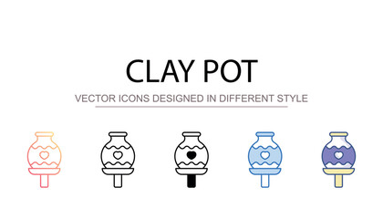 Clay pot icon design with white background stock illustration