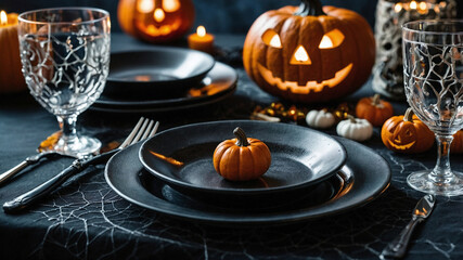 Halloween table setting.