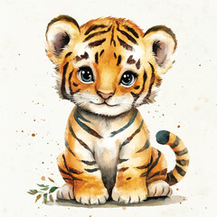 Tiger watercolor clipart illustration isolated