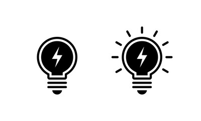 Lightning bulb icon generic style. Lamp with thunderbolt sign symbol