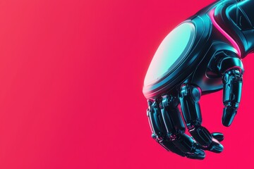 Fototapeta premium Futuristic robotic hand design on a vibrant background.