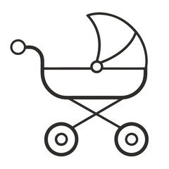 Newborn Baby Modern Stroller Line Art Vector Illustration for Baby Care design 