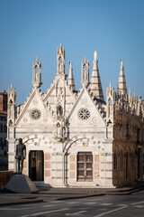 Naklejka premium Santa Maria della Spina small historic landmark religious building church in the Italian city of Pisa. elaborate decorated Gothic architecture in Italy 