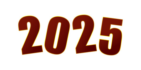 Vector illustration of Happy New Year 2025 text on transparent background