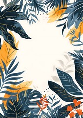 Tropical Leaves Border Frame Illustration