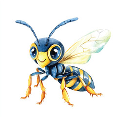 Wasp watercolor clipart illustration isolated