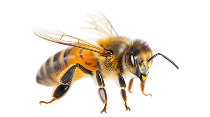 Stunning bee is flying isolated on transparent background