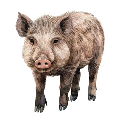 Wild Boar watercolor clipart illustration isolated