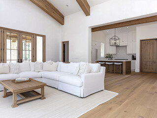 Fototapeta premium Rustic living room in luxury custom built home in California 