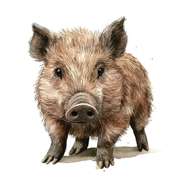 recommend clip art: Wild Boar watercolor clipart illustration isolated