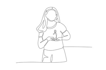 Breast cancer awareness month concept one-line drawing