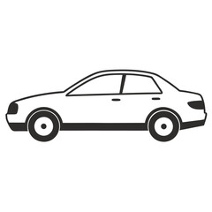 Car isolated on white silhouettes vector  line art illustration