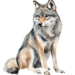 Wolf watercolor clipart illustration isolated
