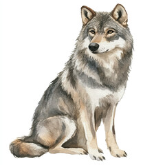 Wolf watercolor clipart illustration isolated