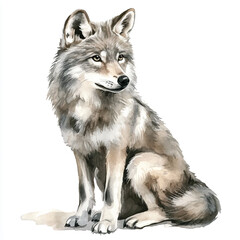 Naklejka premium Wolf watercolor clipart illustration isolated